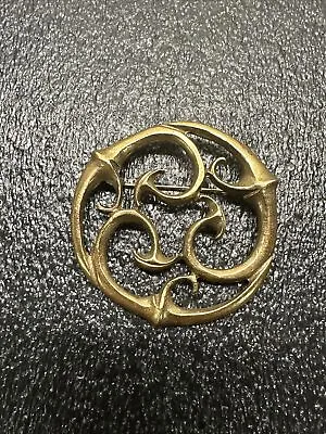 Signed Alva Museum Replicas Gold Tone Celtic Triskele Medallion  Brooch • $24