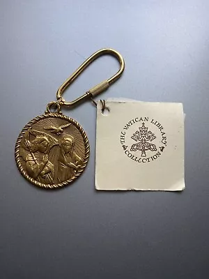 Vatican Library Collection Goldtone Metal Madonna Angel Pendant Keychain • $25