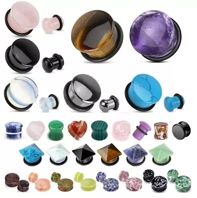 £5.99 • Buy Stone Ear Plug - Semi Precious Gemstone Flesh Tunnel Expander Stretcher Organic