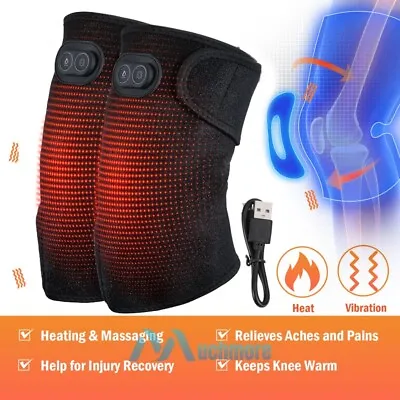 2X Electric Heating Vibration Knee Joint Pad Wrap Brace Massage Therapy Massager • $8.87