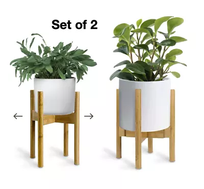 Adjustable Wood Plant Stand Indoor Sturdy Eco-friendly Bamboo Mid Century Modern • $22.98