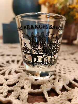 Vintage Long Branch Saloon Dodge City Kansas Shot Glass Dance Hall Girls Scene • $8.80