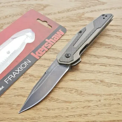 Kershaw Fraxion Folding Knife 2.75  8Cr13MoV Steel Blade G10/Carbon Fiber Handle • $22.19