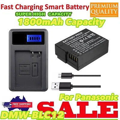 1.8A Battery+Charger For Panasonic DMW-BLC12 BLC12E Battery Lumix DMC-GX8 FZ1000 • $43.55