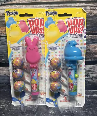 Peeps Easter Marshmallow Flavored Pop Ups! Lollipops~pink Bunny/blue Chick Candy • $1.99