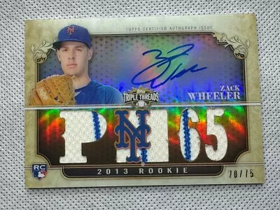 2013 Topps Triple Threads Zack Wheeler Rookie Auto Relic /75 Phillies Mets • $64.99