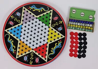 Vtg Ohio Art Co. Chinese Checkers Tin Litho Game Glass Marbles Checkers Japan HK • $18.39