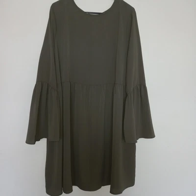 $24 • Buy Dress Top Ladies Khaki Olive Green Size 20 UK Asos Flounce Sleeves