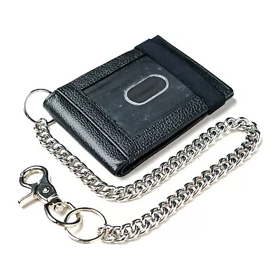 RFID Safe Leather Bifold Wallet For Men With Elastic Closer Card Case J141 Chain • $22.79