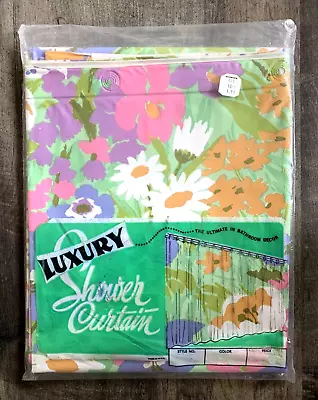 NEW Vintage JL Hudson's 1970s MOD Shower Curtain DAISIES PINK Purple Flowers MCM • $59.99