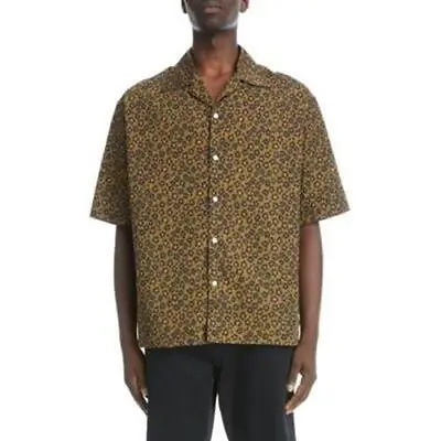 Kenzo Mens Hana Floral Leopard Print Cotton & Silk Camp Shirt Large Green • $79.19