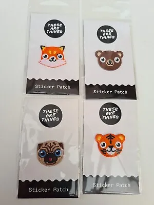 4 Animal Embroidery Small Patch Sew On Iron On Badge Fabric Applique Pug  Fox  • £2