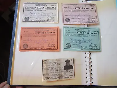 Lot Of 5 Antique Vintage Chicago Driver’s & Vehicle Licenses - 1930s 1940s • $65