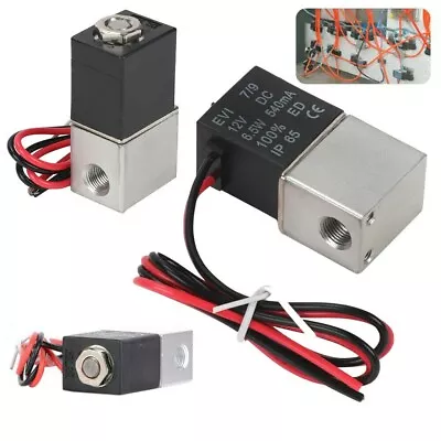 2 Position 2 Way 12V 1/8  Electric Solenoid Valve Air Pneumatic Normally Closed • £10.90