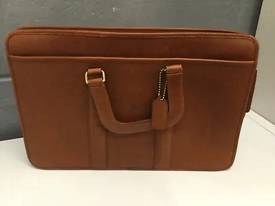 Real Tan Coloured Leather Laptop Bag / Briefcase By Coach • £65