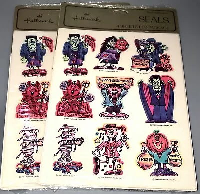 NEW OLD STOCK- 2 Packs (8 Sheets) Vintage 1981 Hallmark Halloween Sticker Seals • $39.99