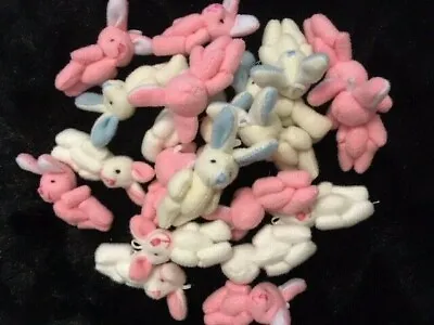 £5.99 • Buy MINIATURE TINY SMALL JOINTED 5.5cm TALL WHITE, BLUE & PINK BUNNY RABBIT