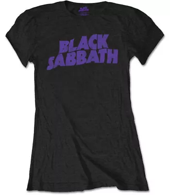 Black Sabbath 'Wavy Logo Vintage' (Black) Womens Fitted T-Shirt - OFFICIAL! • $22.89