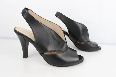 Minelli Open Court Shoes Black Leather T 36 Very Good Condition • $57.62