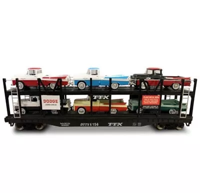 O Gauge TTX Bi-Level Auto Carrier With 1957 Dodge Sweptsides Menards MTH Lionel • $109.99