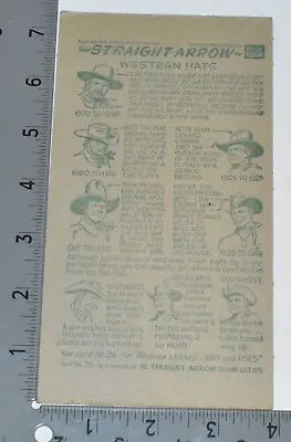 Vintage 1952 Nabisco Shredded Wheat Straight Arrow Book 4 Card 23 Western Hats • $14.95