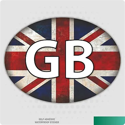 £1.61 • Buy GB Car Stickers - Union Jack Grunge Oval Self-Adhesive Vinyl Car, Van, Lorry