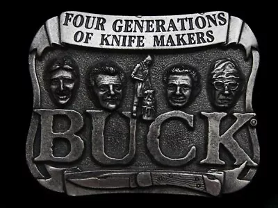 Mg25127 *nos* Buck - Four Generations Of Knife Makers Belt Buckle • $23