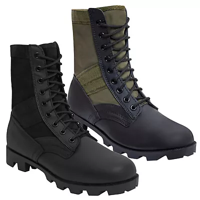 GI Style Military Jungle Boot - Canvas & Nylon W/ Leather Toe & Heel - Black OD • $45.99