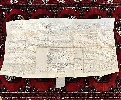 Rare 1792 Large Vellum Handwritten Indenture Manuscript Legal Document Old - A4 • $129.95