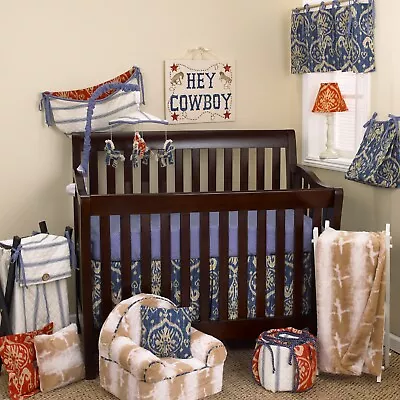 Sidekick Boy Girl Blue Red Ikat Crib Bedding Set Hamper Mobile Valance Sheet • $16.99