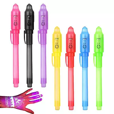 New 7pcs Invisible Ink Spy Pen Built In UV Light Magic Marker Secret Message • $8.79