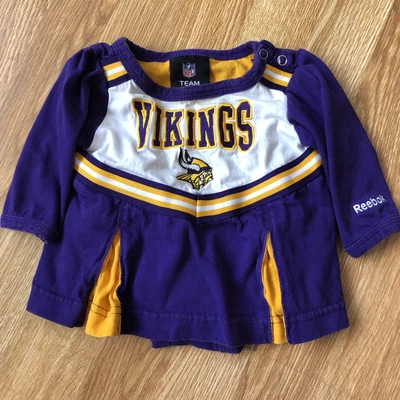 $10.79 • Buy Minnesota Vikings Cheerleader Outfit Costume Reebok NFL 0-3M Baby Girl