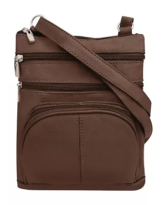 Genuine Leather Multi-Pocket Crossbody Purse Handbag W/ Organizer Variety Colors • $19.99