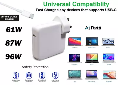 New Replacement MacBook USB TYPE-C Adapter Power Chargers 61W 87W 96W • £25.99