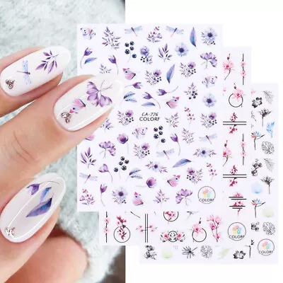 3D Nail Art Decals Cherry Blossom Pink Flowers Self-Adhesive Stickers • $2.99