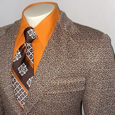 Vtg 60s 70s Blazer Suit Jacket Tuxedo Sport Coat Polyester Disco Saxony Mens 40 • $69.99