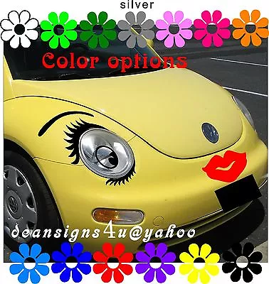 Any Car EYELASH Face Set Eyes Brow Red LIP Bumper Headlight For VW Bug Bonus USA • $45.29