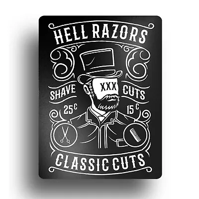 Retro Barber Shop Sign Hair Wall Art Vintage Decor Razor Cutting Advertising Cut • £5.39