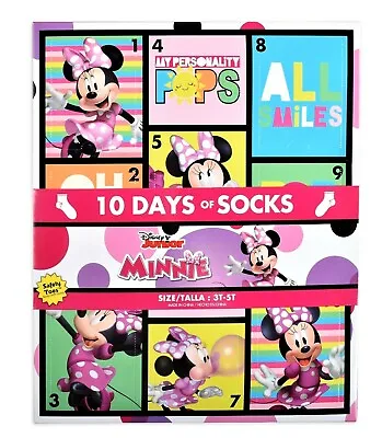 MINNIE MOUSE DISNEY 10 Days Of Socks In Interactive Gift Box  Age 2-4 Or Age 3-5 • $11.99