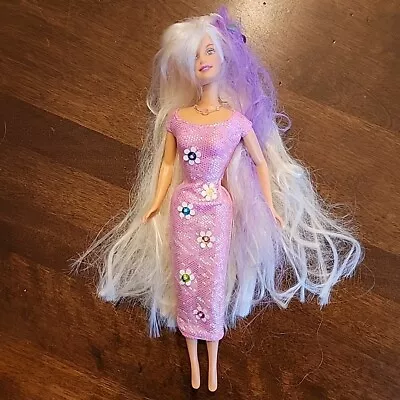 2001 Mattel Barbie Cool Clips Doll Long Blonde Hair Pink Dress Gown Sparkle • $33.99