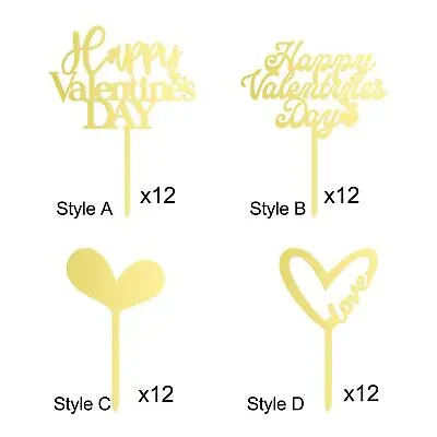 12Pcs Happy Valentines Day Cupcake Toppers Engagement Cake Toppers For Girls • $12.40