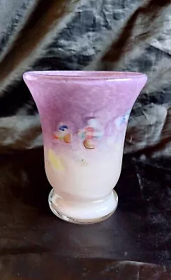 Small Vintage Scottish Vasart Purple And Multi Coloured Glass Vase. • £6