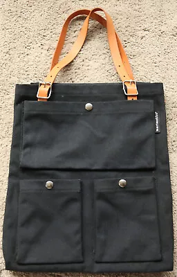 Marimekko Toimi Bag Tote Grocery Travel Black Canvas & Leather • $74.99