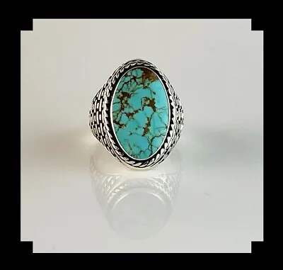 Sterling And # 8 Turquoise Men's Ring Size 13 • $265