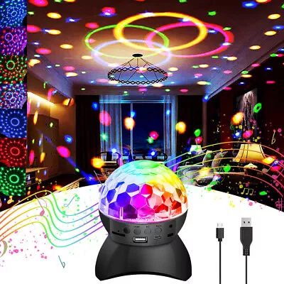 LED Disco Ball Light Portable Bluetooth USB DJ Stage Strobe Lights With Speaker • £11.75