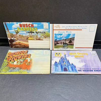 Lot Of 4 Vintage Florida Souvenir Post Card Picture Books Disney Busch Gardens • $0.99