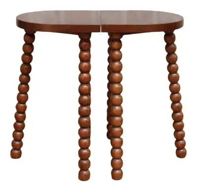 NEW Bobbin Solid Mahogany Pair Of Side Tables/Stool Handcrafted Wax Finish T089 • £475