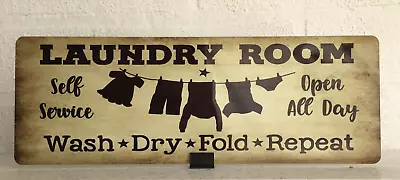 Laundry Room Wash Dry Fold Repeat Rustic Metal Sign • £6.99