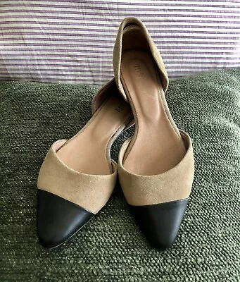 New J. Jill D’orsay Tan Suede Black Leather Flats Size 7.5 • $29