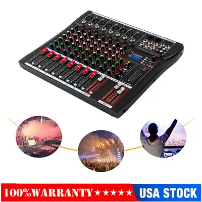 8 Channel Mixing Console Mixer Bluetooth Live Studio Audio Mixer Preamp W/34dBu • $74.10